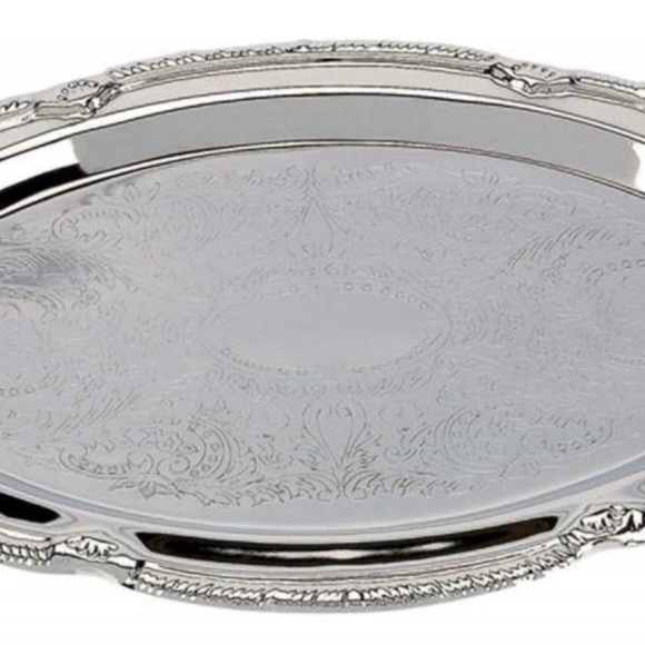 NWT SterlingCraft oval etched serving tray - Picture 2 of 9